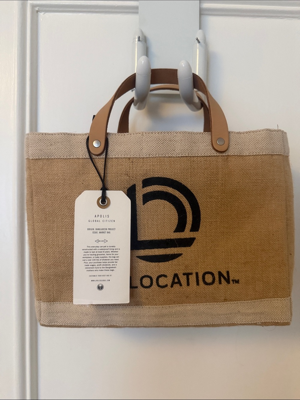 Apolis Tan Canvas Market Tote with Leather Handles